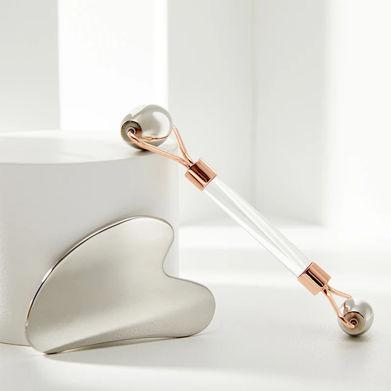 

Нержавеющая сталь лица ролик Гуаша набор инструментов для массажа лица Уход за кожей лица шеи Красота медицинского крем для лица против мо...