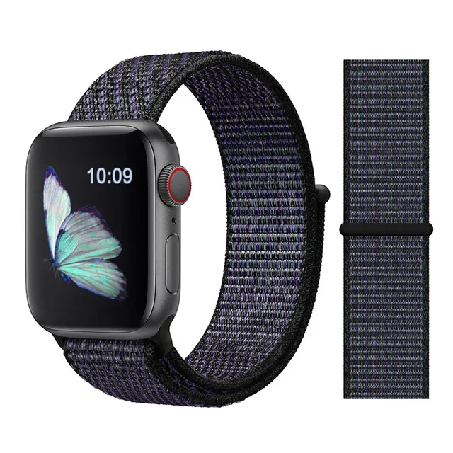 Für Apple часы Uhr группа серии 3/2/1 38 мм 42 мм нейлон Weiche Atmungsaktive нейлон für наручных часов iWatch, ersatz Спорт Шлайфе series4 40 мм 44 м - Цвет ремешка: Color39 Hyper Grape