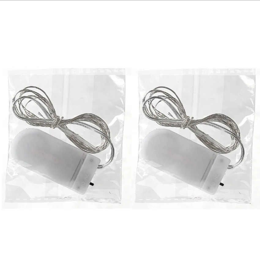2pcs 1M 10Led Button String Fairy Light Christmas Wedding Party Valentine's Day Decoration Copper Lamp CR2032 Battery Power | Лампы и