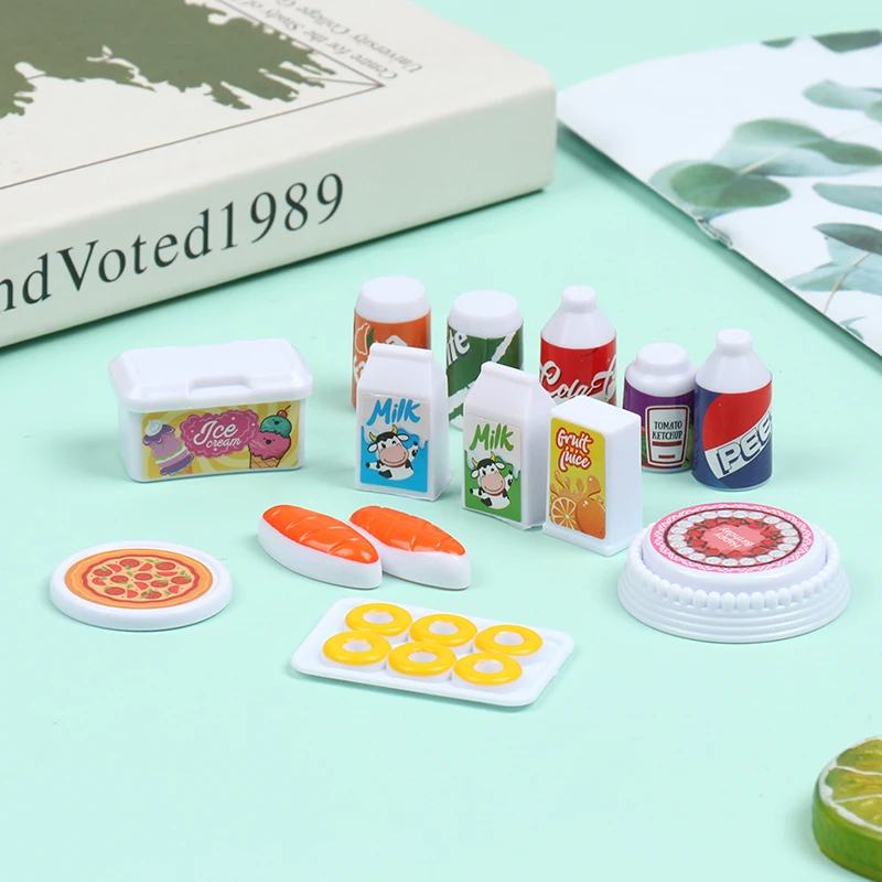 

1 набор, набор для кукольного домика, мини-закуска, торт, молочный напиток, кухонная посуда для хлеба, пиццы, игрушка