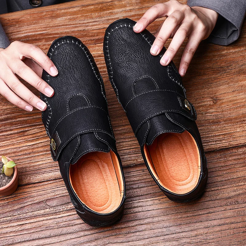 Мужские дышащие повседневные туфли мягкие кожаные лоферы ручной работы обувь