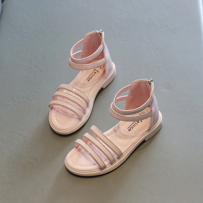 

Girls Sandals 2021 Summer New Children's Fashion Princess Shoes Kindergarten Pupils Roman Sandals Soft Bottom Shoes Size 26-36