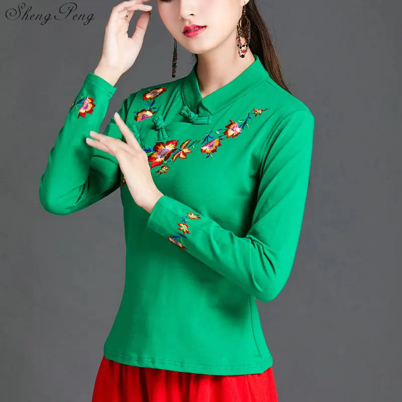 

Женская водолазка с длинным рукавом, зеленая, черная футболка с цветочной вышивкой, V1837