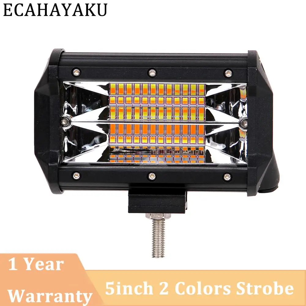 

ECAHAYAKU Drop shipping 5 inch Dual Led Light Bar 72W 4000K/6000K Strobe Flashing style for CARS TRUCKS SUV BOAT ATV 4X4 12V 24V