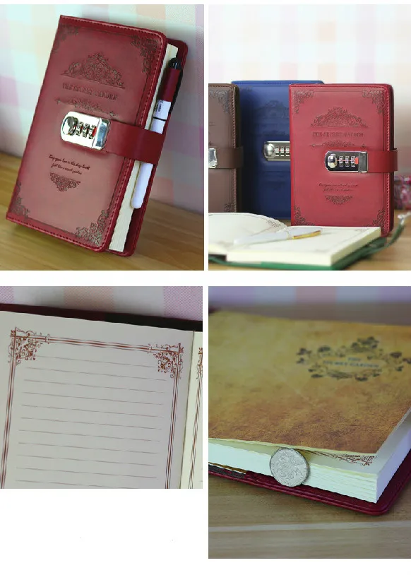 Дневник с замком блокнот А5 винтажная Запираемая бумага из искусственной кожи