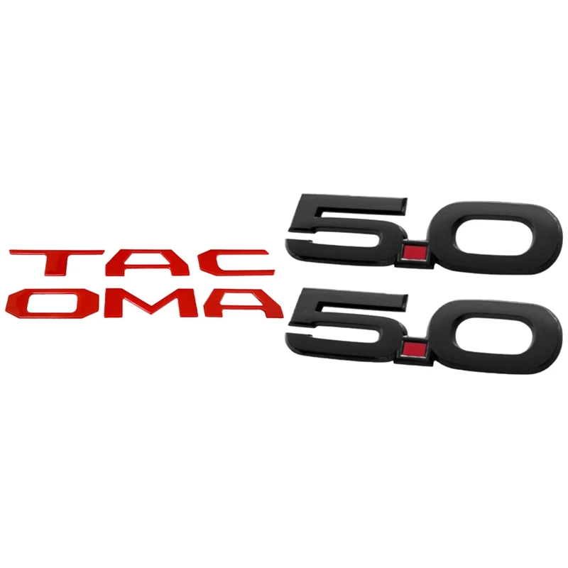 

3D Raised Tailgate Letters Emblem For 14-19 Toyota Tacoma With 1 Pair For 15-20 Ford Mustang GT 5.0 Fender Side Emblems