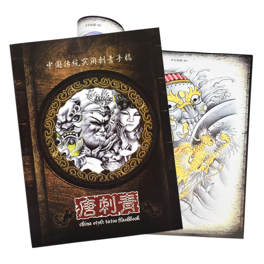 Tang dynasty style Тату-книга Будда Феникс Карп красочный и эскиз татуировки Рукопись коллекция эскиз книга боди арт - Цвет: Tang dynasty style