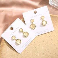 korean fashion simple round heart shaped cat eye stone earrings charm womens earrings romantic party dinner party party jewelry