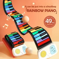49 keys digital keyboard flexible roll up piano gift with loud speaker electronic hand roll piano for music lovers kids children