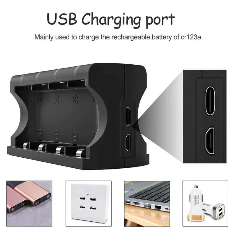 Умное интеллектуальное зарядное устройство с 8 слотами для аккумуляторов CR123A