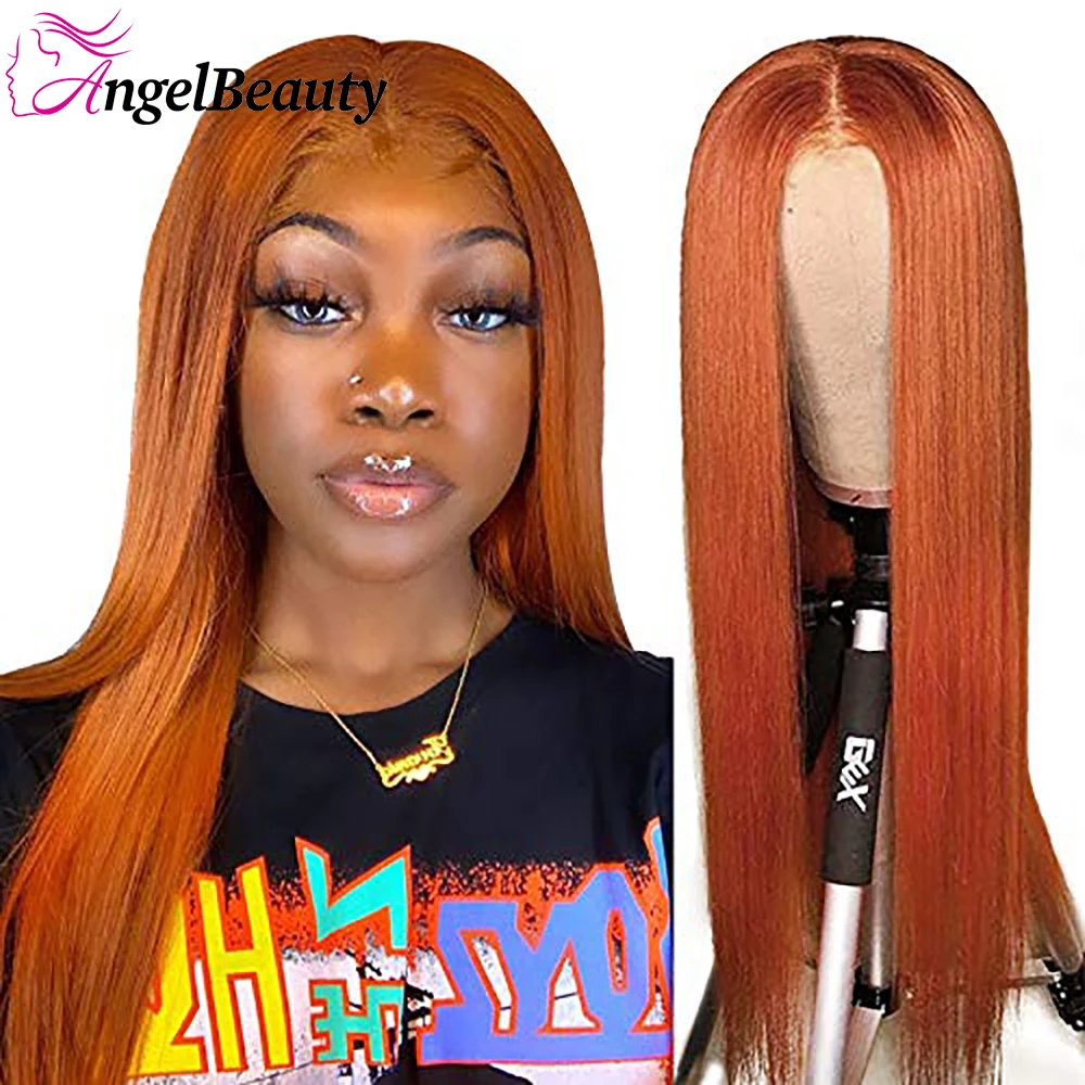 13x4 Orange Ginger Honey Blonde Lace Front Human Hair Wig Straight HD Transparent Lace Clouse Wigs For Women Brazilian 180% Remy