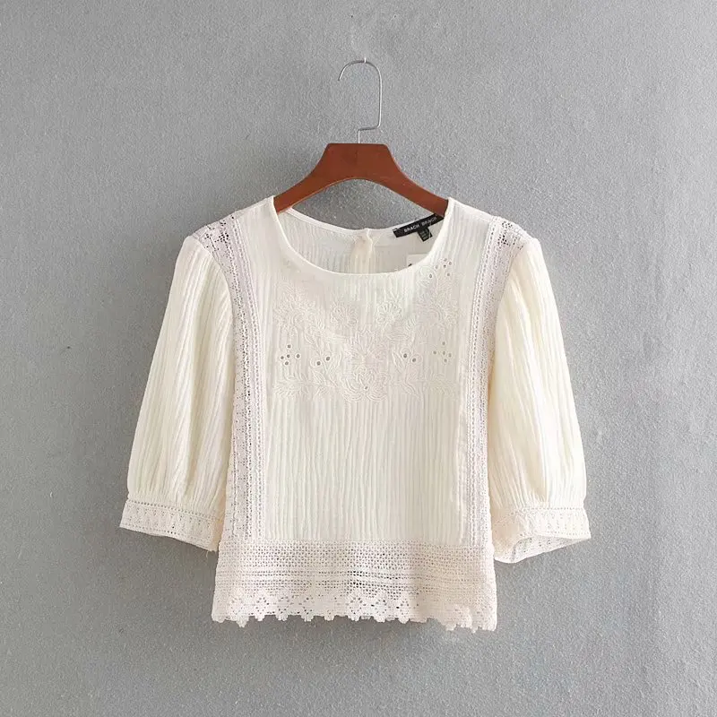 Женская элегантная повседневная рубашка с халатом вышивкой блузки женские