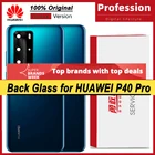 100% оригинальная задняя крышка батарейного отсека для Huawei P40 Pro, Задняя стеклянная панель, Крышка батарейного отсека с объективом камеры