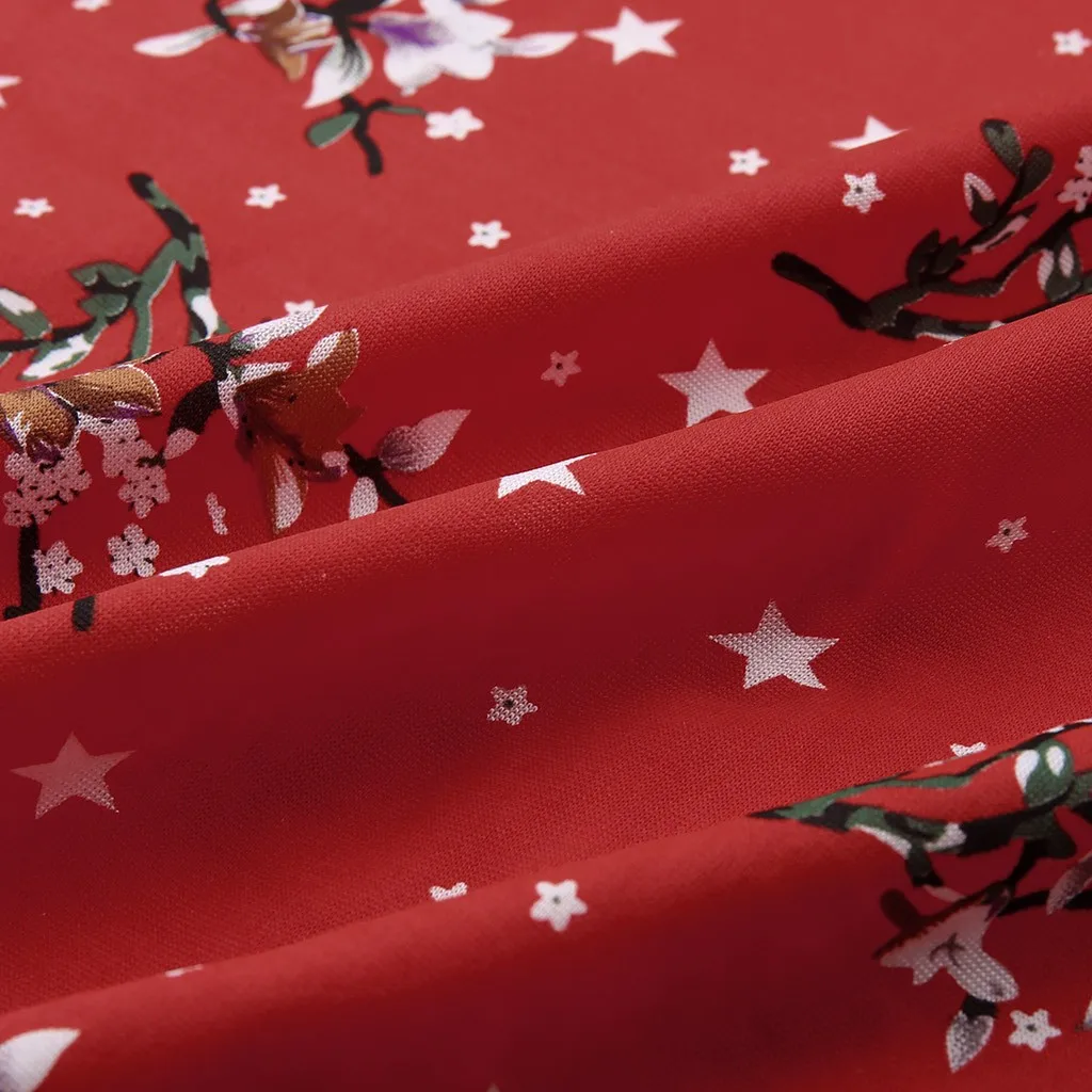 Винтажное женское платье с принтом длина по щиколотку Цветочная Империя красное