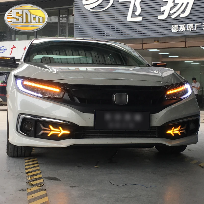 DRL для Honda Civic 2019 светодиодный дневные ходовые огни с стримером Поворотная