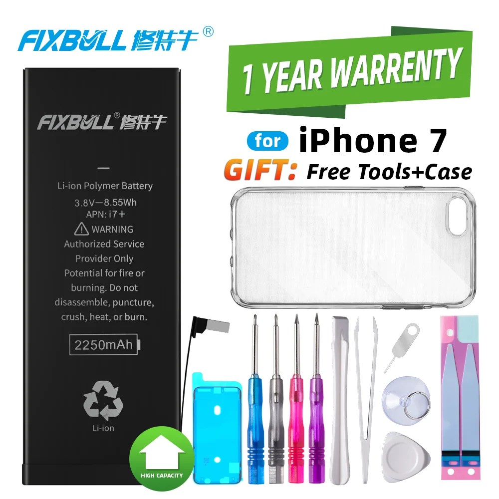 

Аккумуляторная батарея FIXBULL для iPhone 7 5S 5c 6 6S 7Plus 8 8Plus, запасная батарея для телефона с большой емкостью, запасная батарея для iPhone7