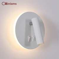 3w 8w wall light backlight 350 degree rotation adjustable wall lamps hotel bedroom bedside study reading sconce lamp with switch