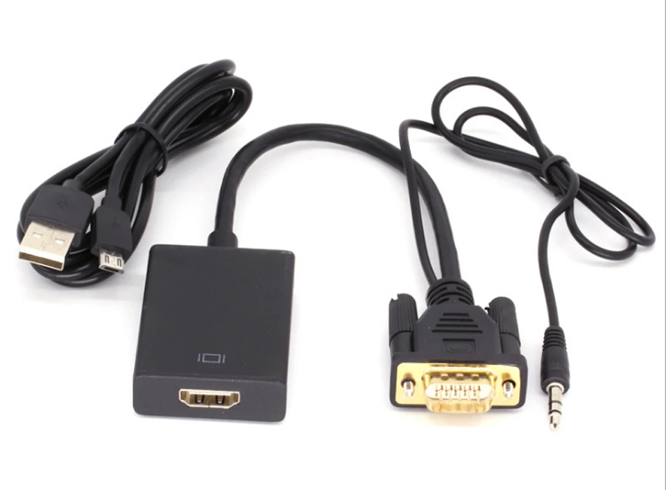 Преобразователь из VGA в HDMI адаптер папа-мама с USB аудио 3,5 мм выход 1080P VGA HDMI кабель для портативных ПК к HDTV проектор