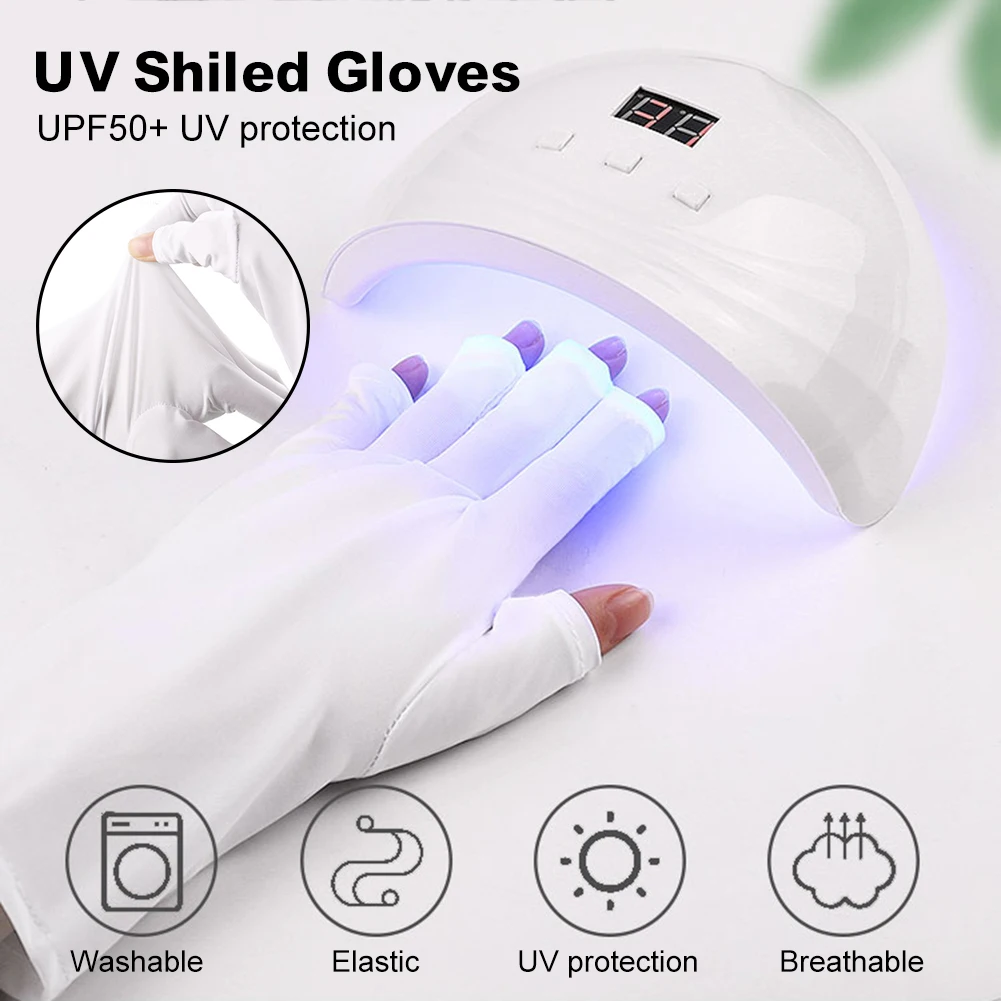 

UPF50+ UV Nail Gloves UV Gel Shield Glove Fingerless Manicure Nail Art Tools LED Lamp Nails Dryer Radiation Hand Protection