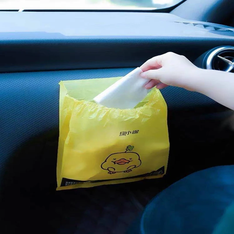 15PCS Self-Adhesive Trash Bags Cute Cartoon Disposable Rubbish Holder Garbage Storage Bag Car Office Kitchen Home Accessories