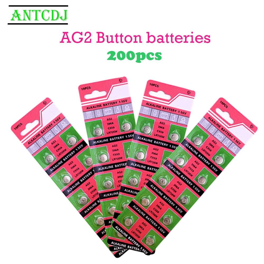 

AG2 200PCS 1.55V Alkaline Battery 10mAh LR726 396 SR726 196 SG2 SR9 726 LR59 Cell Coin Batteries For Watch Toys Remoteys Remote