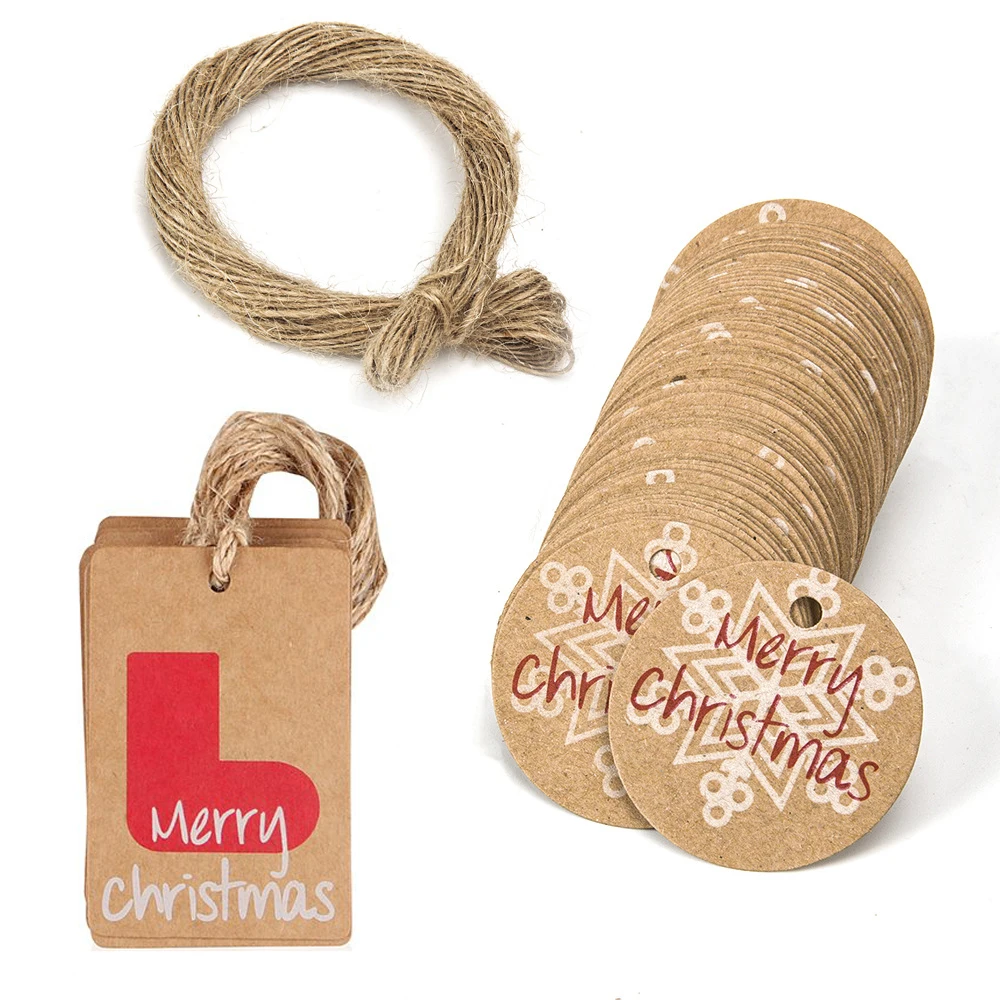 100 шт. рождественский подарок крафт бумажные бирки снежинка декор для