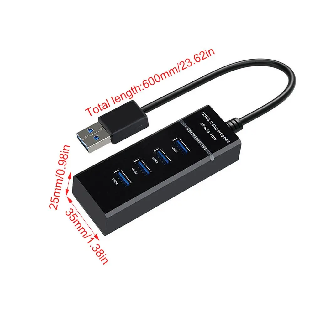 

USB 3.0 Hub 4 Ports USB 3.0 Multi-Hub High-Speed USB 3.0 Port Splitter Extension Desktop Laptop Adapter Splitter Plug and Play