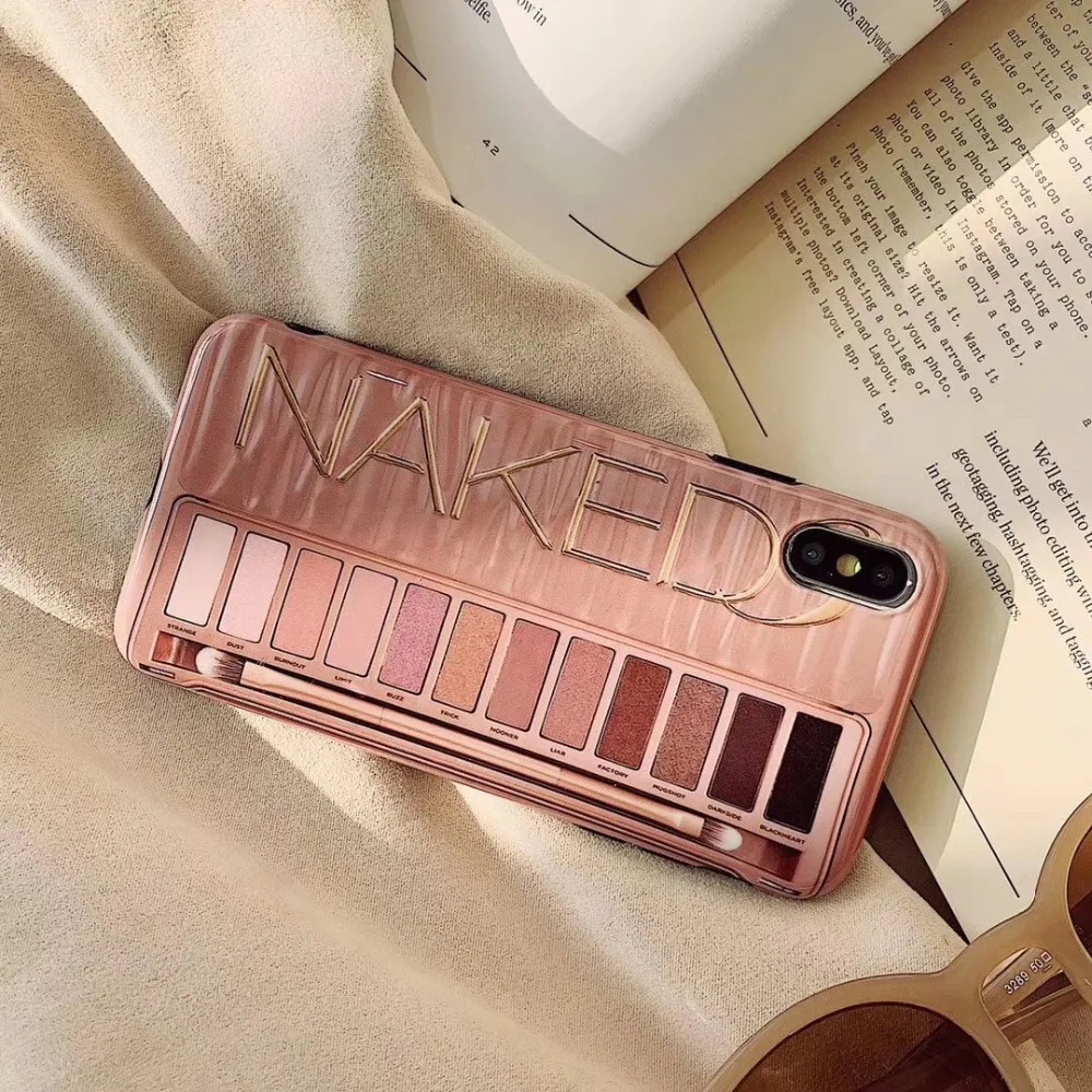 Роскошный макияж тени для век Палитра чехол для телефона для iphone XS Max XR XS X для iphone 6 6s 7 8 plus глянцевый мягкий силиконовый чехол