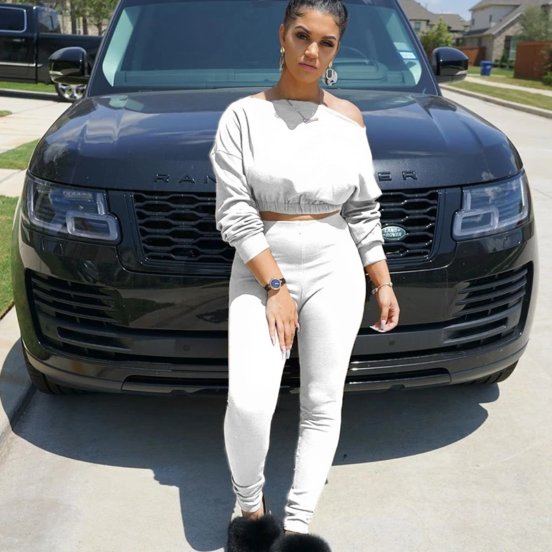 Женский Повседневный Спортивный костюм комплект из двух предметов укороченный