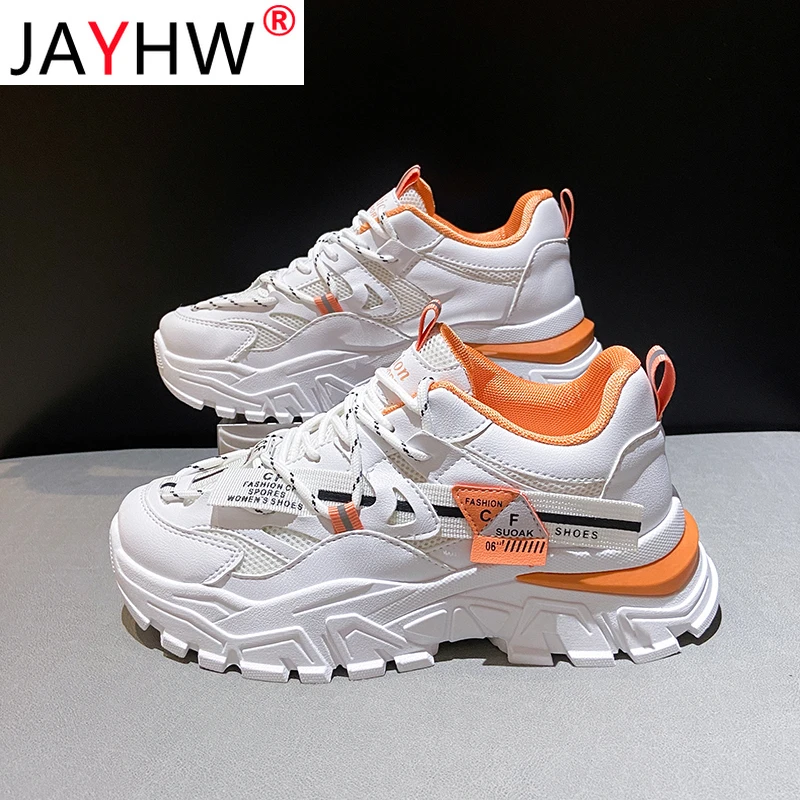 

Осенняя Новая женская обувь JAYHW, Корейская дышащая сетчатая Вулканизированная обувь, модные женские кроссовки на толстой подошве, Студенче...