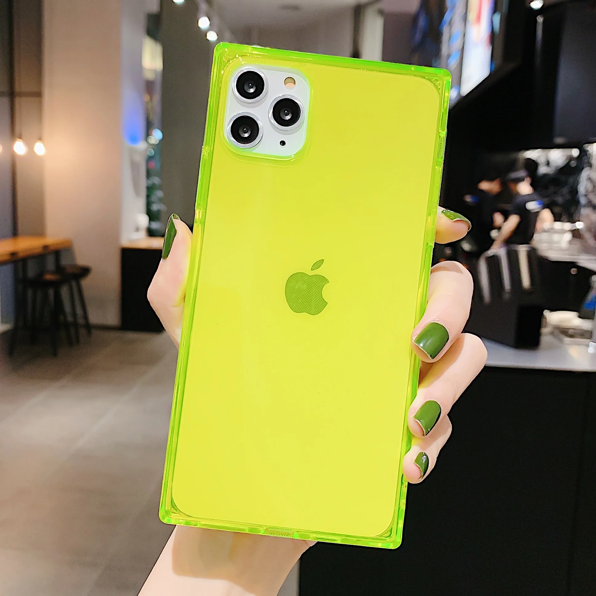 

Phone Case For iphone 11 12 Mini Pro Max X XR XS Max 6 7 8 Plus SE 2020 Square Fluorescent Color Transparent Soft Silicone Cover