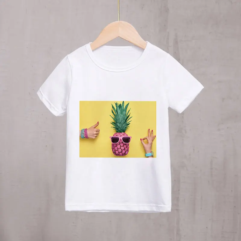 Детская футболка с забавными фруктами и принтом ананасов круглым вырезом