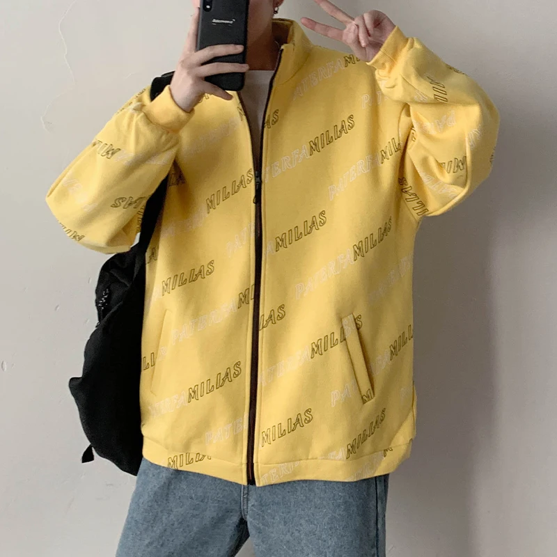 

Spring Jacket Stand Collar Loose Personality Mannish Print Casual Fashion Fancy Coat Hombre Streetwear Clothes