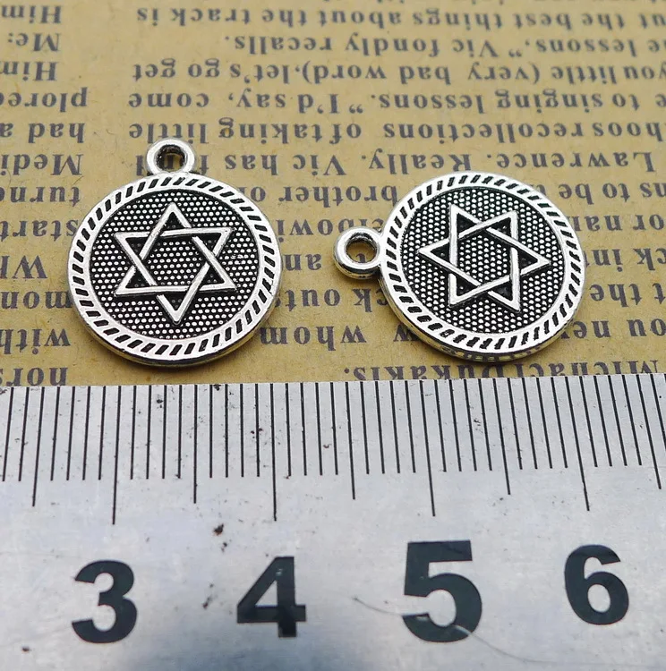 

LD105 15*18mm 1.6G retro round Alloy Five-pointed Star Pendant charm for jewelry making Ornament DIY Accessories 50pcs/Bag