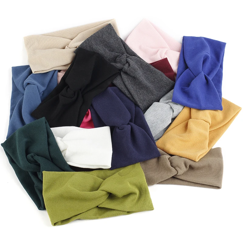 Повязка-тюрбан для волос женская однотонная широкая эластичная Спортивная