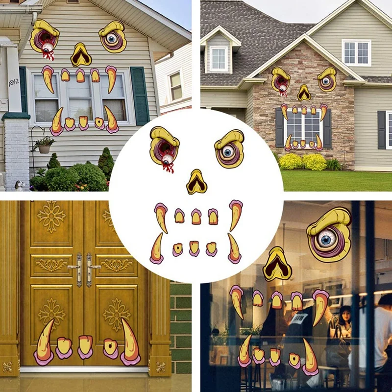 Хэллоуин Монстр Украшения для лица Арка Дверь Гаража украшение с глазами клыки