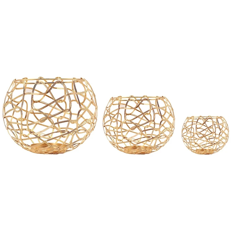 

Candle Holder Set of 3 Gold Candlestick Holder for Home, Weddings Handmade Farmhouse Decor for Pillar Candle Decorations