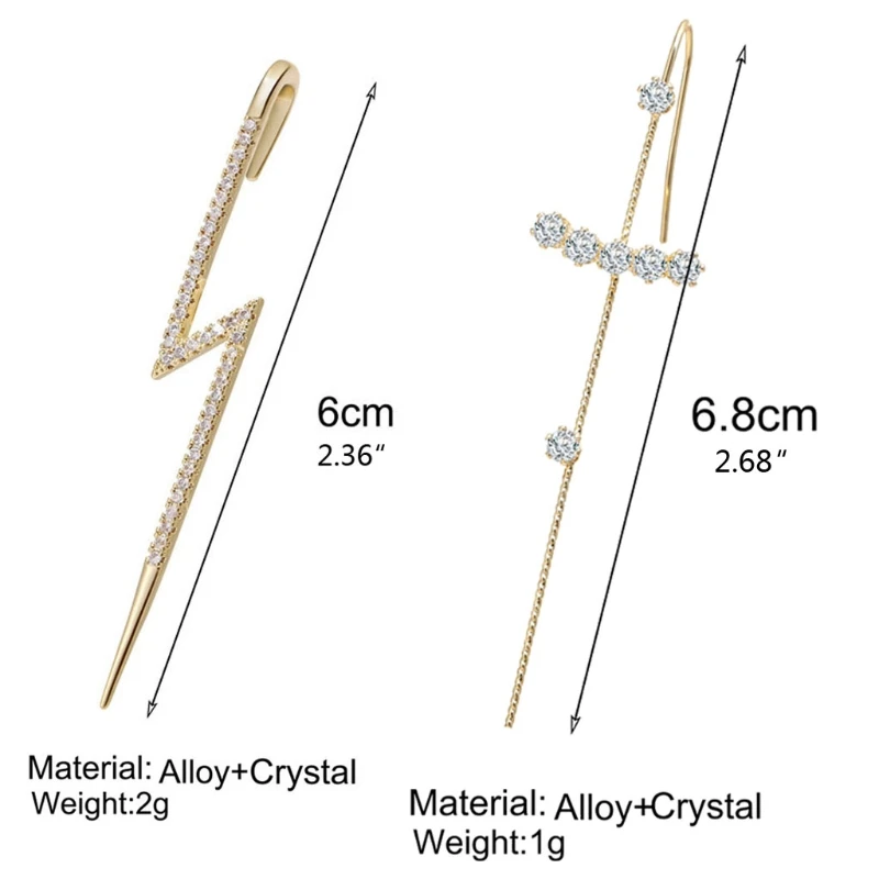 

Ear Wrap Earrings Elegant Crystal Craved Gold-tone Crawler Hook Earrings Classic Rhinestone Piercing Ear Cuff for Women