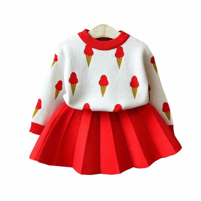 Детский осенний комплект одежды с длинными рукавами 2 предмета вязаный свитер