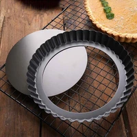 9 inch non stick tart quiche flan pan molds pie pizza cake mold removable loose bottom fluted heavy duty pizza pan bakeware sgs