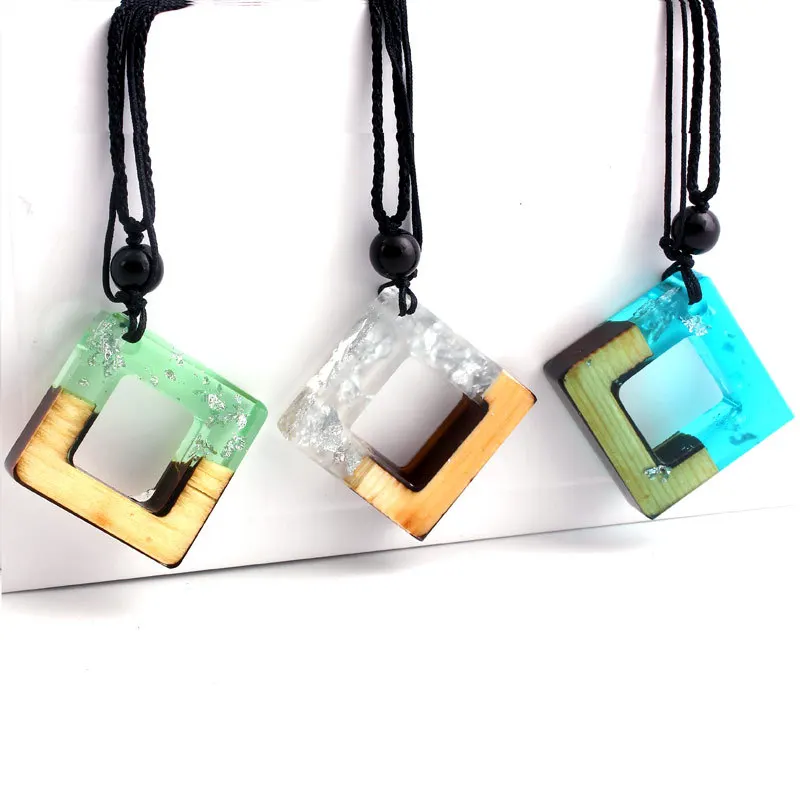 Ожерелье с кулоном из полимерного дерева ручной работы для мужчин и женщин