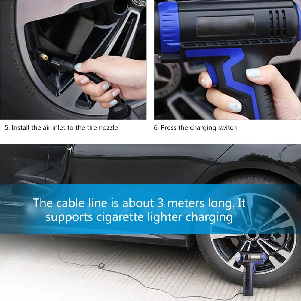 melhor Display Digital Inteligente De Carregamento Sem Fio Portátil De Ar Do Carro Bomba Carro Compressor De Ar Portátil Tire Inflator Bomba Elétrica LEVOU