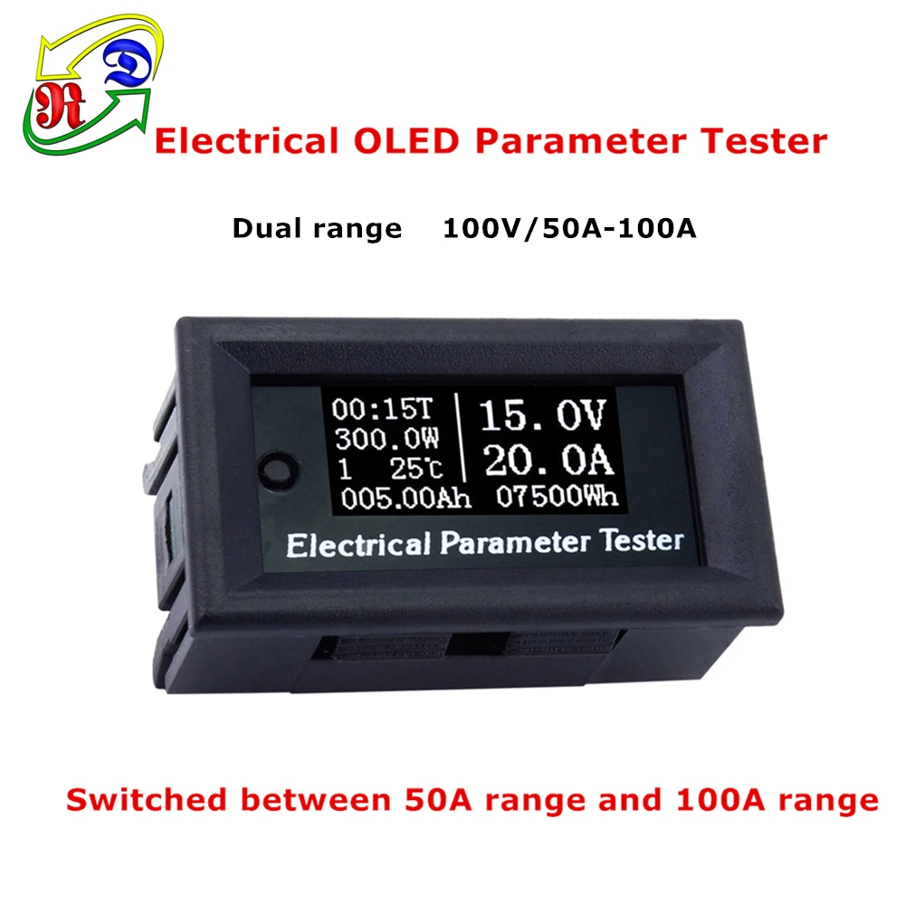 RD Двойной диапазон 100 v/50A/100A 7in1 OLED Многофункциональный тестер Напряжение точное время ёмкость Вольтметр Амперметр электрический счетчик