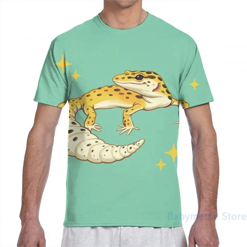 Блестящая леопардовая футболка Gecko для мужчин и женщин модная со сплошным