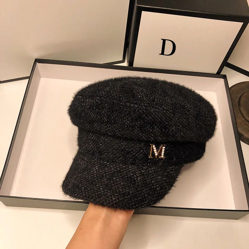 HT105 Autumn Winter Hats for Women Solid Plain Octagonal Newsboy Cap Ladies Casual Wool Hat Winter Beret Women Painter Cap