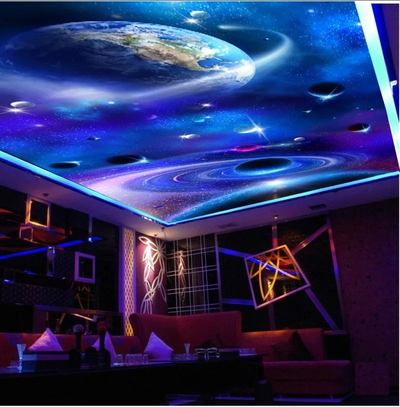 На заказ любой размер HD Звездное 3D напольные потолки Фреска 3d потолочные фрески