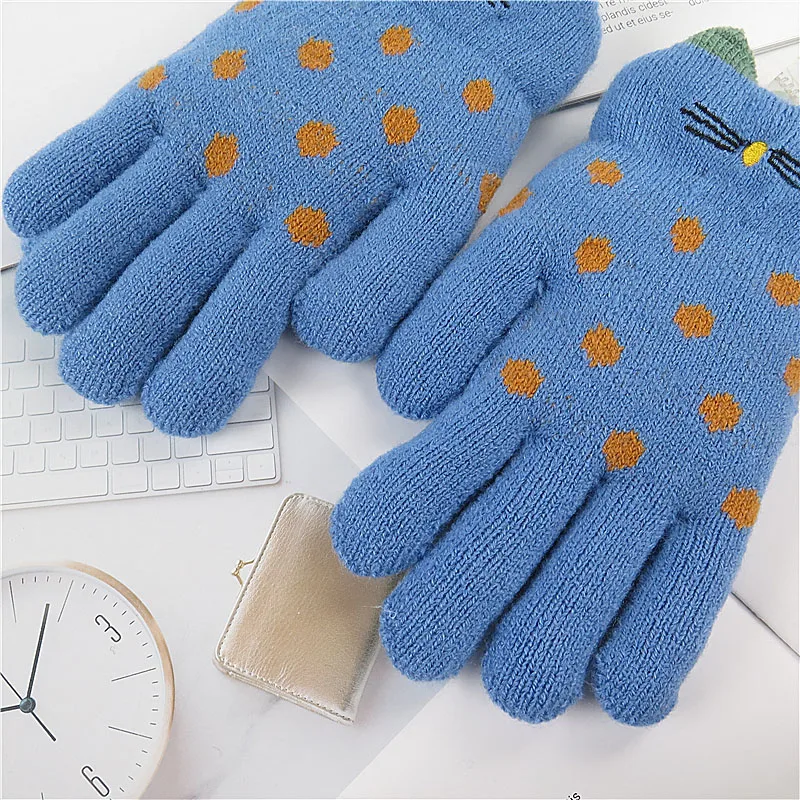 4-7 Years Children Gloves Girl Boy Winter Warm Baby Knitted Fingers Kid Velvet Thick For | Детская одежда и обувь