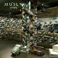 Industrial wind PVC wallpaper camouflage army military theme restaurant game navy blue weapon shop clothing store army fan