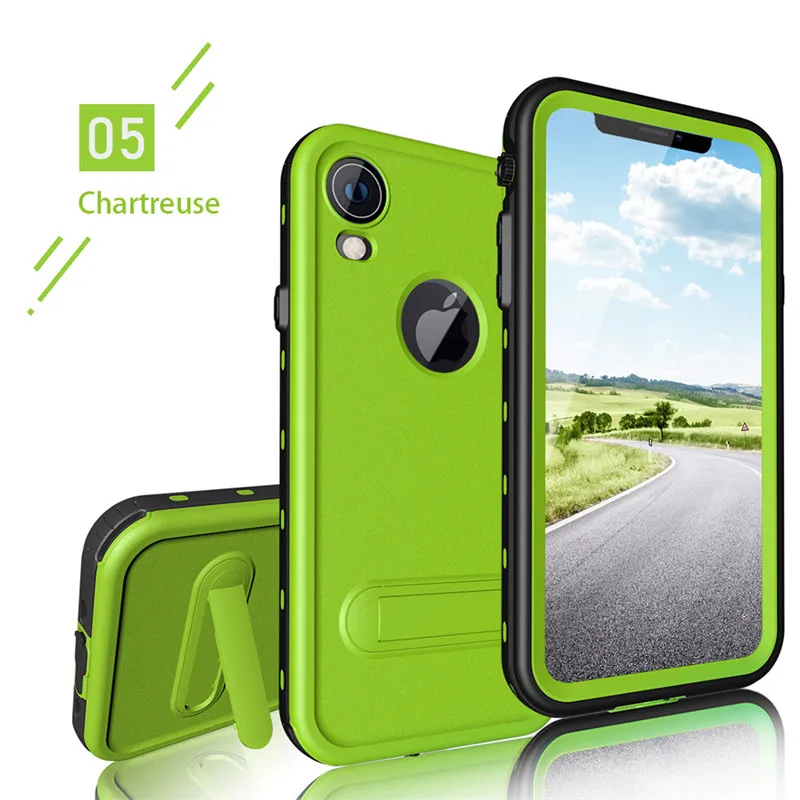 Green SHELLBOX телефон водонепроницаемый чехол для iPhone XR X XS Max чехол TPU Силиконовый чехол для iPhone 7 8 Водонепроницаемый Чехол - Цвет: Green