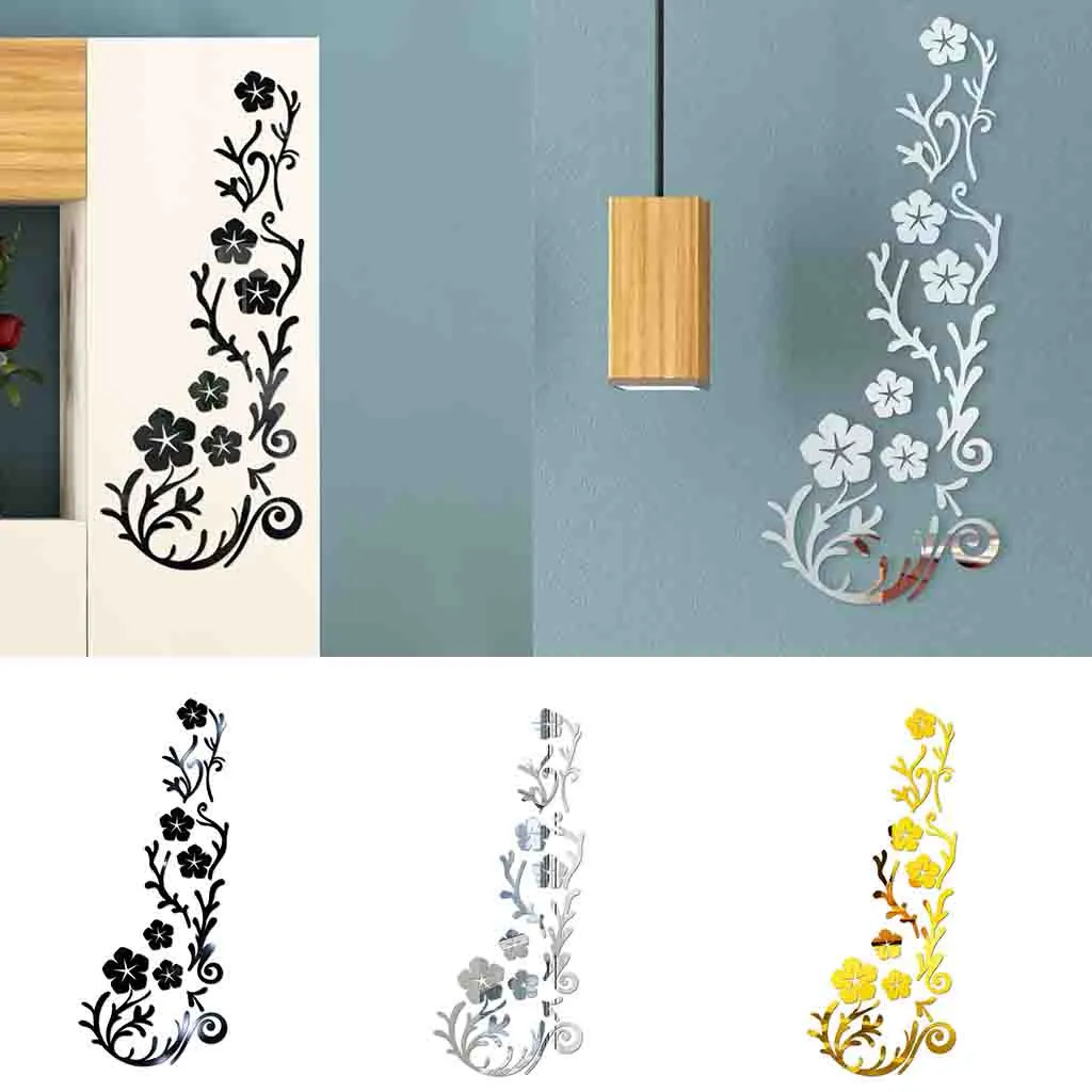 Модные 3D зеркало Цветочные художественные акриловые фрески наклейка съемный